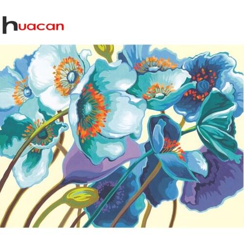 Huacan Diamond Art Painting Floral Wall Stickers Mosaic Embroidery Poppy Flower Cross Stitch Home Decor