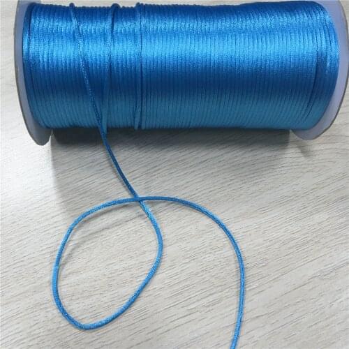 2mm 20meters Blue Rattail Satin Cord Chinese Knot Braided String Jewelry Findings Beading Rope R365