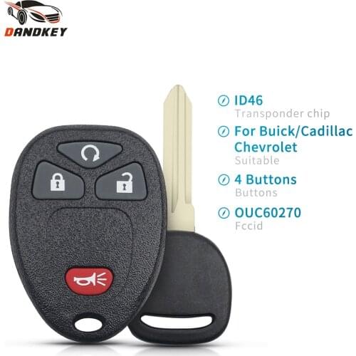 Dandkey Remote Car Key For GMC Acadia For Chevrolet Avalanche For Buick Enclave 315Mhz 4 Buttons OUC60270 ID46 Transponder Chip