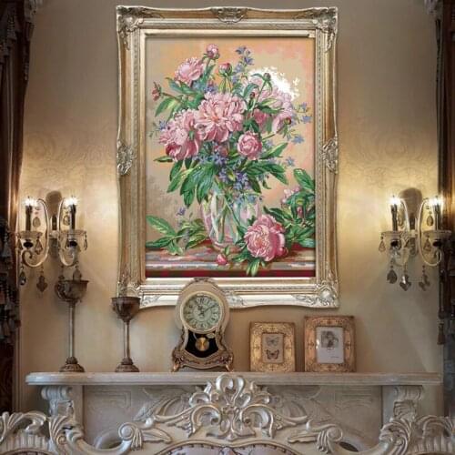 Free shopping Bluebells vase Cross Stitch Kits Flowers Printed patterns canvas Room Embroidery Needlework set Easy Handmade