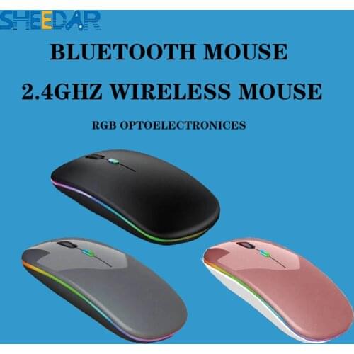 Bluetooth & 2.4GHZ Dual-Mode Wireless Office Gaming Silent RGB Optical Mouse Suitable Desktop & Laptop Computers