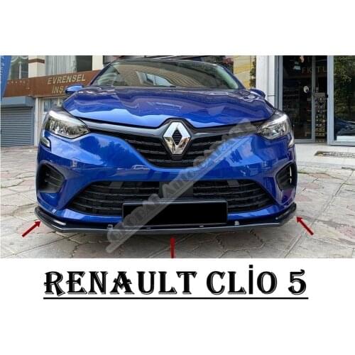 For Renault Clio 5 Front Bumper Attachment Lip 2019-2021 Piano Glossy Black Splitter Diffuser Universal Spoiler Bumper Mud Flaps