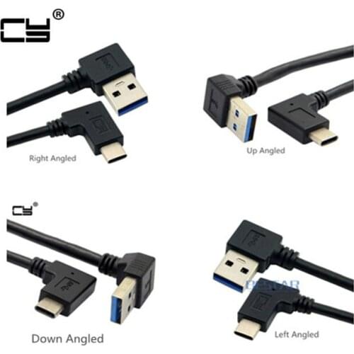 1FT Angle TYPE-C Reversible USB 3.1 USB-C Angled to 90 Degree Left Right Up Down Angled USB 3.0 type A Male Data Cable 30CM