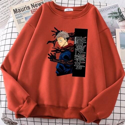 Jujutsu Kaisen Itadori Yuji Sweatshirts Cartoons Fleece Men Clothing Harajuku Style Tracksuits For Male Comfortable Warm Hoodie