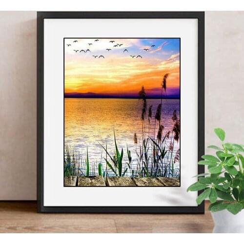 Paint With Diamonds Full Drill Square/Round 5D DIY Diamond Painting Landscape Diamond Embroidery Sunset Picture Of Rhinestone