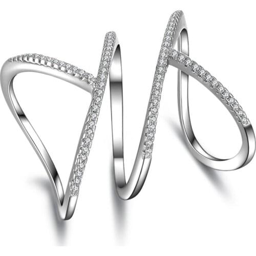 Trendy Inlay zircon Party Ring For Women Charm Silver Plated Finger Jewelry Girls Gift Dropshipping Wholesale