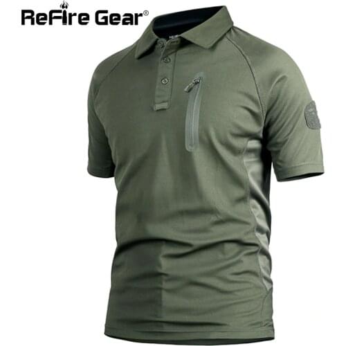 ReFire Gear Mens Tactical Military T Shirt Summer Army Force Camouflage T-shirt for Man Breathable Pocket Short Sleeve T Shirts