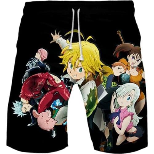 The Seven Deadly Sins Board Shorts Mens Jogging 3D Printed Casual Summer Anime Sweatpants Men Plus Size Breathable Cartoon