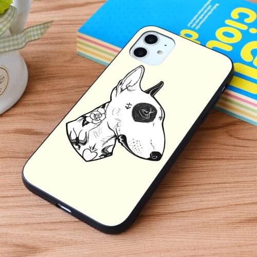 For iPhone Tattooed Bullterrier Soft TPU border Apple iPhone Case