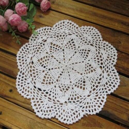 Handmade Round lace cotton table place mat cloth crochet placemat pad trivet glass coaster cup mug holder doilies dining kitchen