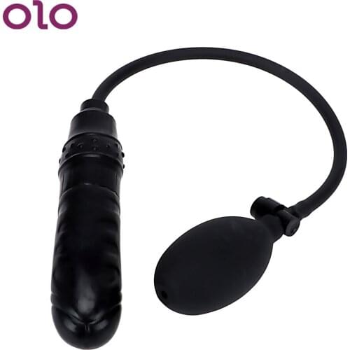 OLO Black Inflatable Anal Plug Butt Plug Huge Dildo with Pump Fake Penis Dildo Sex Toys for Women Female Masturbation