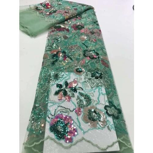 Multicolor Lace Fabric Flowers Sequins Tulle Embroidery Craft Sewing Designer DIY Evening Party Wedding Dress 5 Yards Wholesale