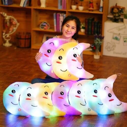 35CM Glowing Luminous Moon Pillow Stuffed Animals Cushion Dolls Plush Lighting Kawaii Appease Baby Toys For Children Kids
