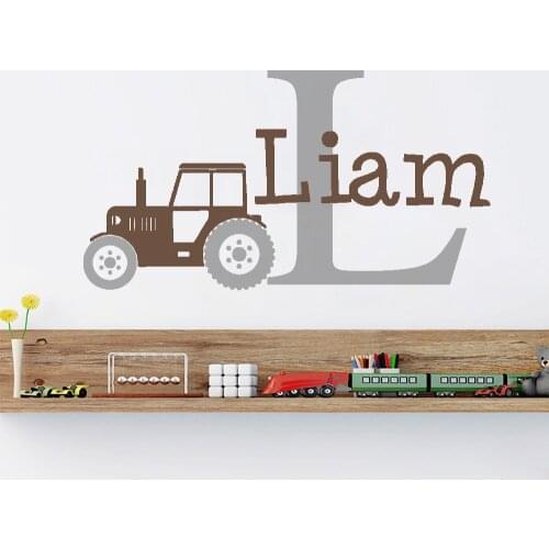 Tractor Customized Name Monogram Wall Stickers Nursery Room Vinyl Wall Decal Graphics Boys Baby Bedroom Home Decor SA612