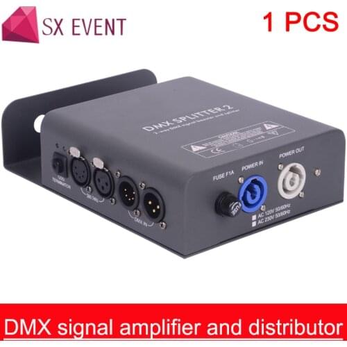 DMX 3PIN&5PIN signal amplifier and distributor 1 input to 2 outputs plus DMX Thru Electric isolation between input & output