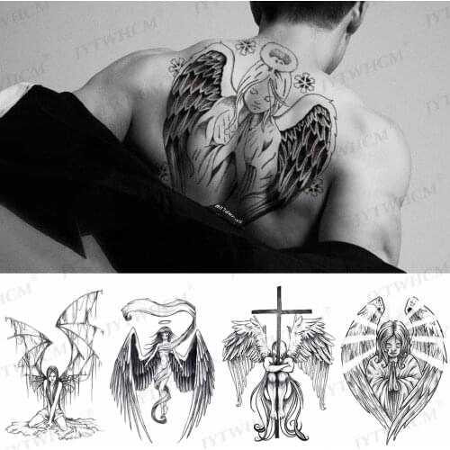 Angel Tattoo Stickers Water Transfer Waterproof Men And Women Fake Tattoo Stickers Arm Sleeve Back Cool Flash Full Body Art Taty