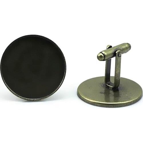 Antique Bronze tone Plated Bezel tray Settings Cufflinks Cuff Links Bases Blank DIY Findings fits 22mm Round Cabochons Wholesale