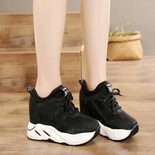 2021 White Trendy Shoes Women High Top Sneakers Women Platform Ankle Boots Basket Femme Chaussures Femmes Height Increase Shoes