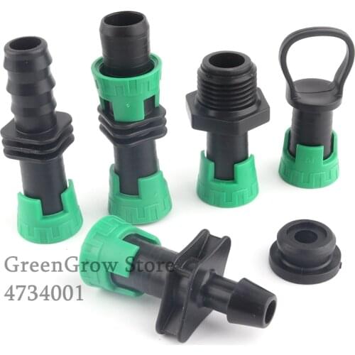 10pcs Φ16mm Water Tape Connectors Garden Farm Irrigation Drip Tape Connector Irrigation System Hose End Plug 16PE Pipe Joints