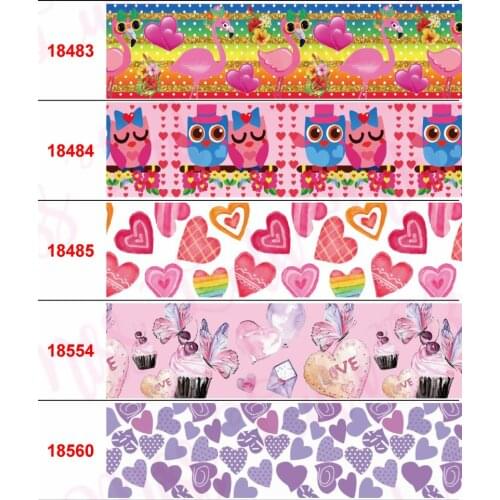 16mm-75mm Colorful Heart Printed Grosgrain/Foe Ribbon DIY Festival Decor Hair Bowknots 50yards/roll Happy Valentines Day