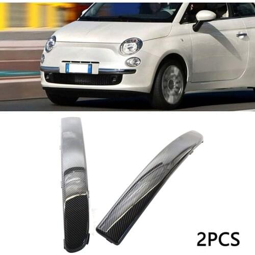 2PCS Carbon Fiber Car Front Bumper Under Trim for FIAT 500 2007-2015 Moulding Styling Exterior 735455056 735455057