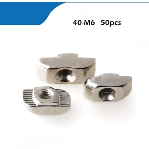 50PCS M6 Hammer 40-M6 Nut Aluminum Connector T Fastener Sliding Nut Nickel Plated Carbon Steel for 4040 Aluminum Profile