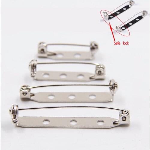 50Pcs Metal Brooch Pins Base 20/25/30/38mm Brooch Back Safe Lock Bar Badge Holder Findings for Diy Jewelry Making Accessories