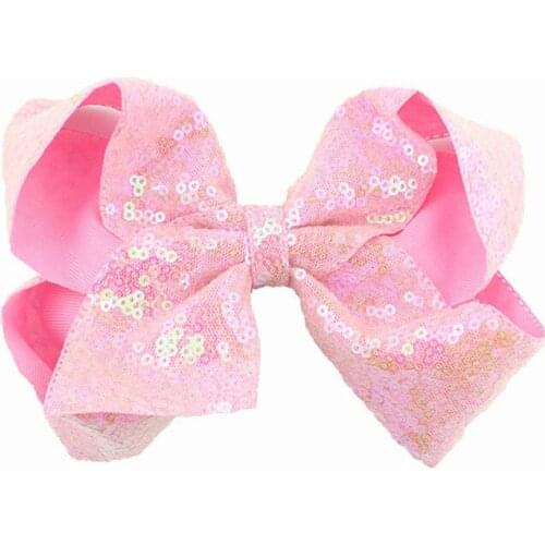 6 inch Sequin Grosgrain Ribbon Hair Bow Alligator Clips Barrette Bowknot Headwear Children Girls Hair Accessories