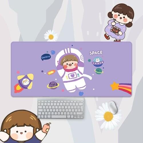 70x30cm Mouse Pad Kawaii Milk Tea Girl Keyboard Mat Cute Purple Girl and Space Home Office Game Rubber Computer Desktop Protect