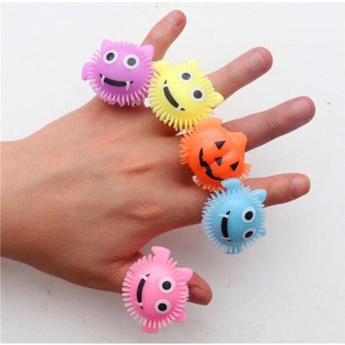 80% Dropshipping!!Finger Glowing Ring Colorful Wear-resistant Interesting Expression Mini Halloween Glowing Ring for Festival