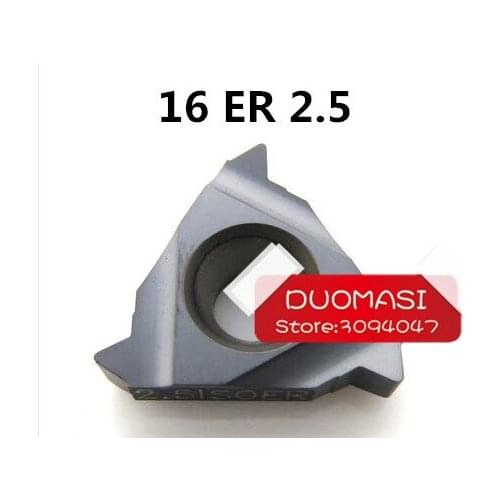 Free shopping 10pcs 16ER 2.5 ISO Threaded Inserts Indexable Tungsten Carbide Threading Lathe Inserts for Threaded Lathe Holder