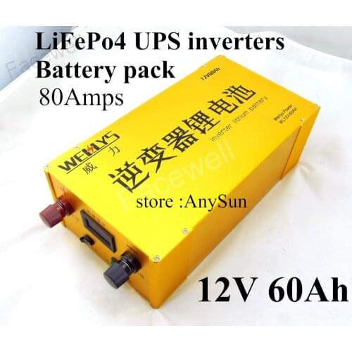 Brand power supply 12v backup battery 60ah LiFePo4 pack electric bike laptop power bank 12v inverter UPS cell +charger +backpack