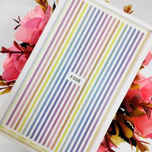 Colorful Line 3D Nail Sticker Art Sliders Foil Designs Geometry Nails Decoraciones Adhesive Toenail Manicure Accesorios Tips