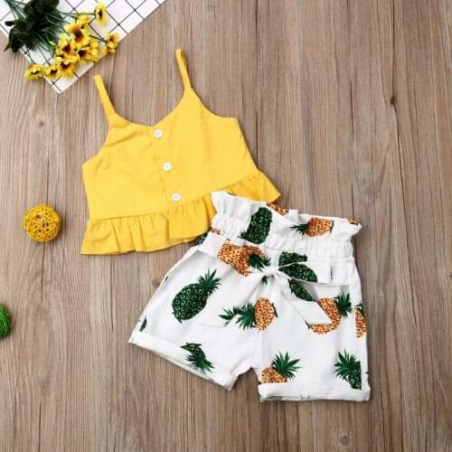 Kid Baby Girl Solid Tops T-Shirt Fashion Print Short Pants Outfit Clothes Summer