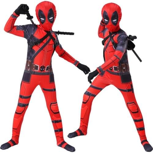Kids cosplay Costume Boys cosplay Deadpool Costumes mask suit Jumpsuit Bodysuit Halloween party Costume For boy girls