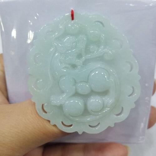 Fine Jewelry Emerald Jade Carved Chinese Dragon Necklace Pendant Lucky and Blessing Jade Necklace Women men Jewelry