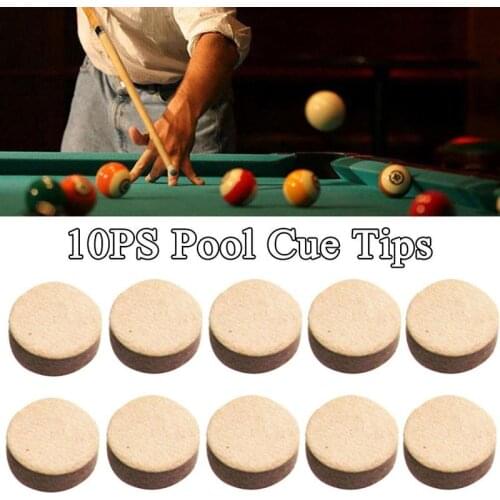 Classic Delicate Texture Durable Pool Cue Tips 10pcs Tips Pool Billiards Snooker Rod Stick Cue Accessories Tips Cue Billiar