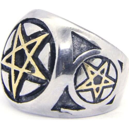 Rany&Roy Newest Cool Pentagram Ring 316L Stainless Steel Jewelry Band Party Star Ring