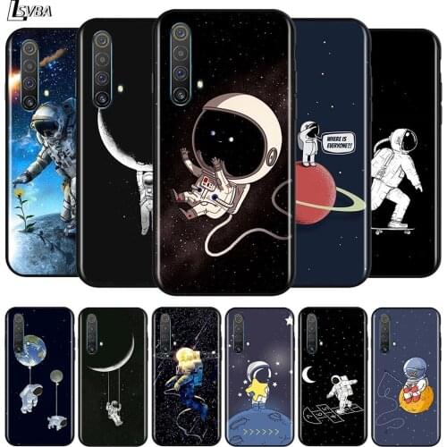 Astronaut on space for OPPO Realme V15 X5 X3 X50 X7 X2 C17 C11 C3 C2 7 7i 6 6S 6i 5 Narzo 20 Pro Black Phone Case