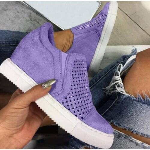 Newest Fashion Womens Sneakers Breathable Height Increasing Woman Casual Ladies Vulcanized Shoes Slip On Female Footwear