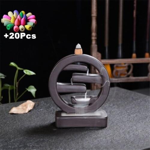 20 Incense Square & Round Ceramic Backflow Incense Burner Creative Home Decor Incense Holder Censer Living Room Office Ornament
