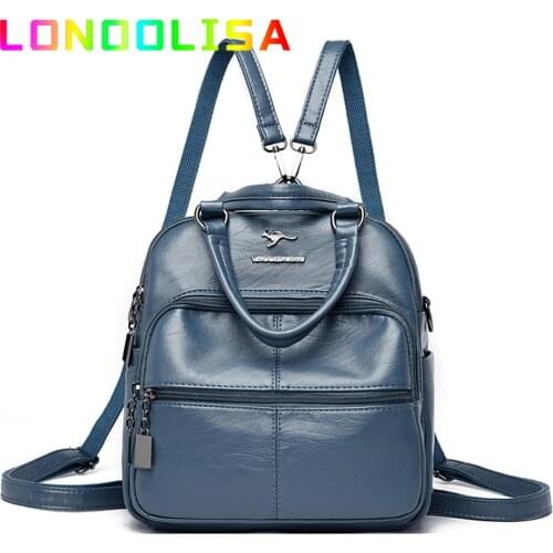 Multifunctional Women Backpack Female Leather Backpack Small Mochila Feminina School Backpacks for Teenage Girls Bag Sac A Dos