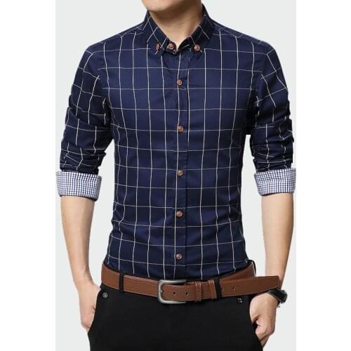 2020 New Spring Autumn Mens Fashion Shirt Causal Men Long SLeeve Shirt Man Cotton Slim Plaid Business Shirts Clothing 5XL ML242