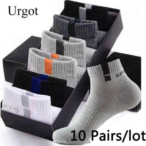Urgot 10 Pairs Men Cotton Socks Business Socks Breathable Spring Casual Socks Thin Socks Set Summer Sport Ankle Sock Pack No Box