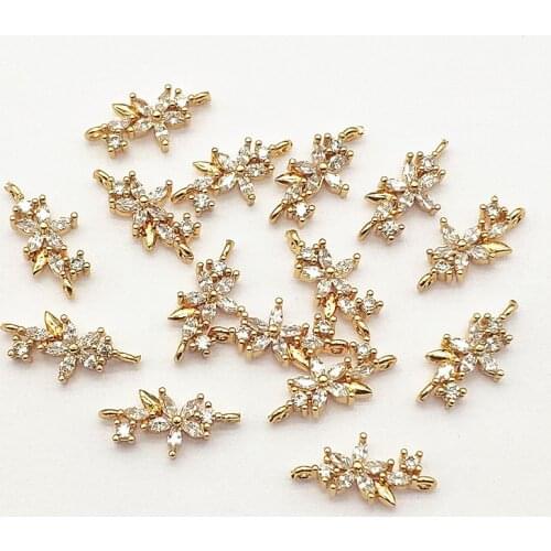 New arrival! 16x8mm 50pcs Cubic Zirconia Flower Connectors for Handmade Necklace Earring DIY Parts Jewelry Findings & Components