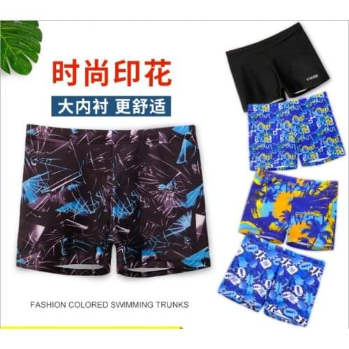 New style swimming trunks for men flat print plus size hot spring beach pants fashionable professional swimming trunks
