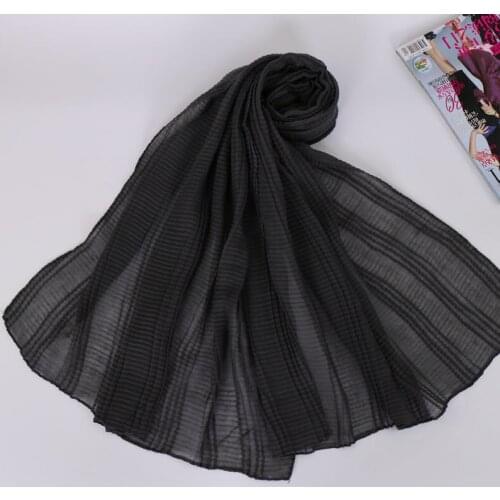 New pleated cotton hijab scarf lady solid colors wrinkle shawls plain crinkle soft head hair scarves muslim big wraps 180*70cm