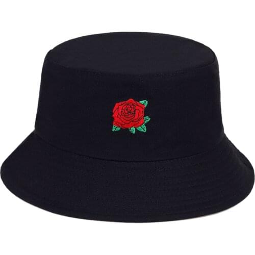 New Rose embroidery Men Women Panama bucket hat summer outdoor sun hat fishing fisherman hat cotton wild panama hats gorras