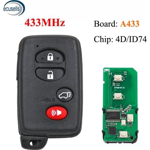Board A433 Smart Remote Key 3+1 Button ASK433MHz 4D/ID74-WD03 WD04- for Toyota Camry Yaris RV4 Reiz Vios 2008-2013 TOY48