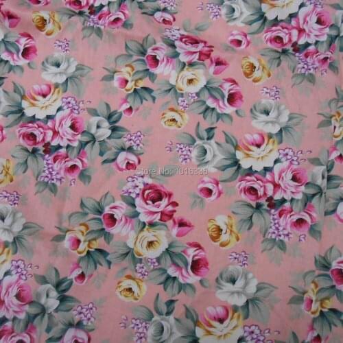 Wholesale high quality Pink Rose Floral Poplin fabric ,100% cotton fabric for shirt or floral dress two meters